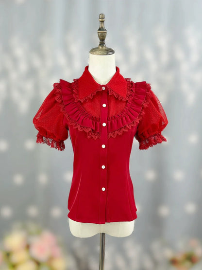 DMFS Lolita - Sweet Lolita Shirt Peter Pan Collar Blouse Detachable Sleeves