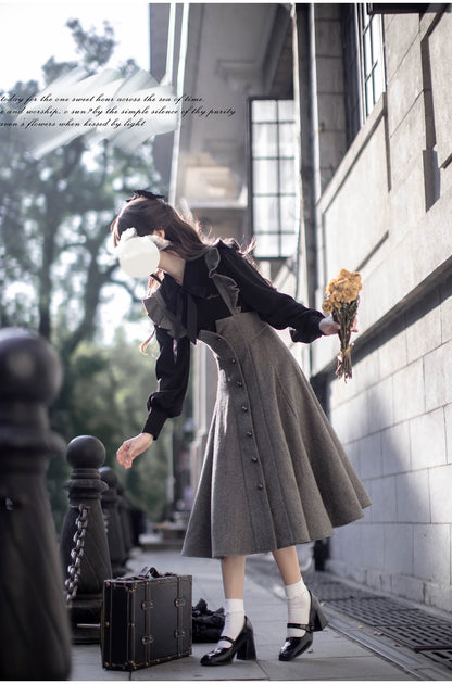 HuTaoMuJK - Serena - Elegant Woolen Lolita JSK Dress Set