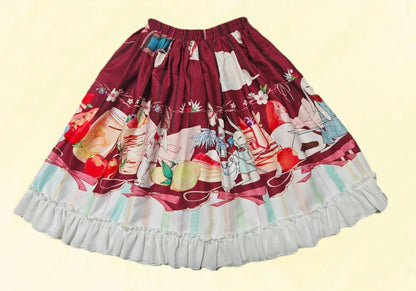 Magic Tea Party - Kawaii Cotton Lolita SK With Bunny & Cosmic Cat Prints
