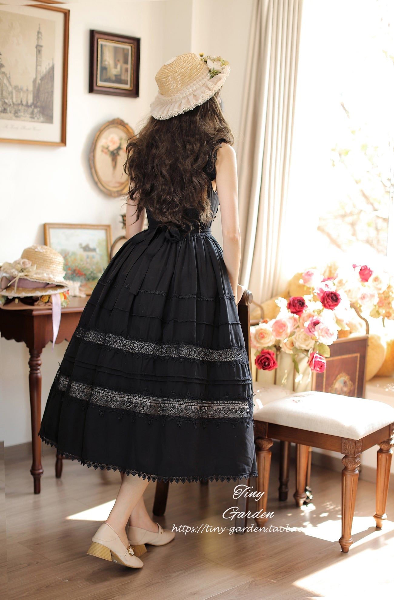 Tiny Garden - Spring Whisper - Solid Color Classic Lolita JSK Dress with Tulle Apron