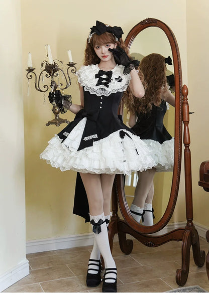 Alice Girl - Arrogant Miss - Sweet Lolita Jumper Dress with Tiered Lace Dress