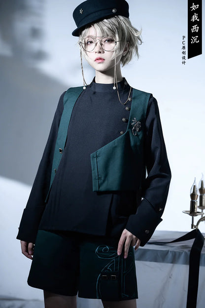 Princess Chronicles - Ruwoxichen - Retro Ouji Lolita Prince Style Black Blouse