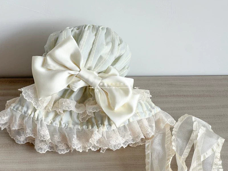 MAID - Vintage Lolita Hat Striped Lace Hat