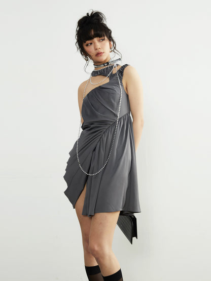 Irregular Hollow Pleated Dress