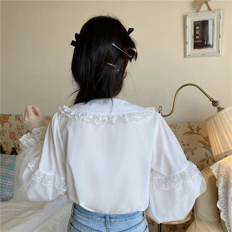 Sugar Girl - Sweet Lolita Shirt White Doll Collar Shirt