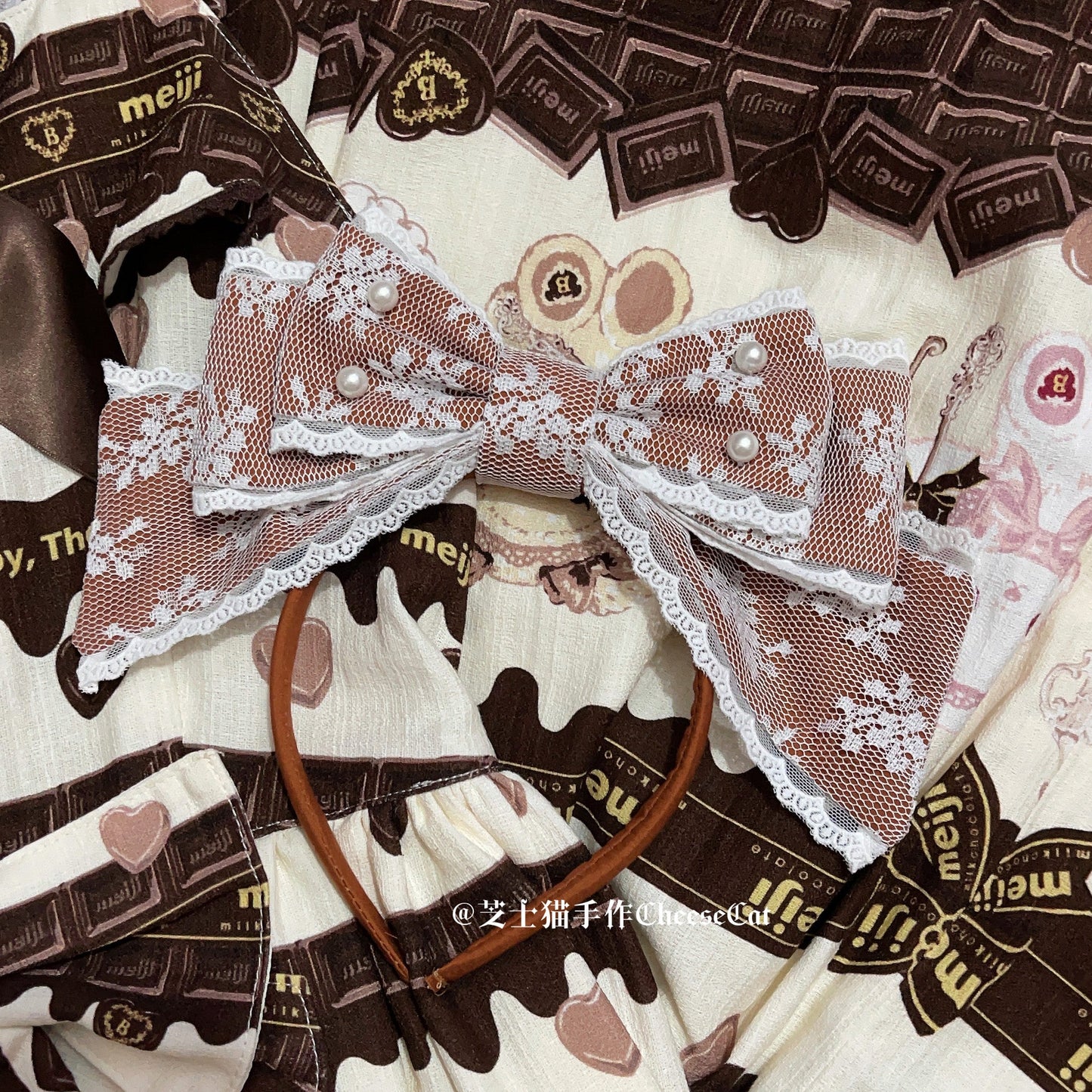 Cheese Cat - Sweet Lolita KC Lace Butterfly Lolita KC with Pearl