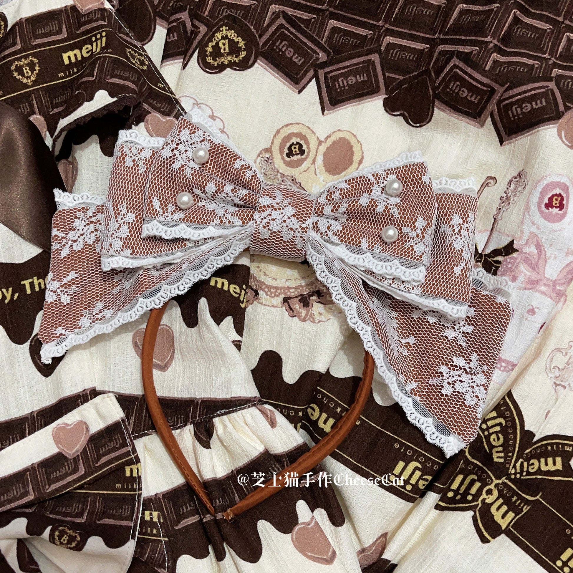 Cheese Cat - Sweet Lolita KC Lace Butterfly Lolita KC with Pearl