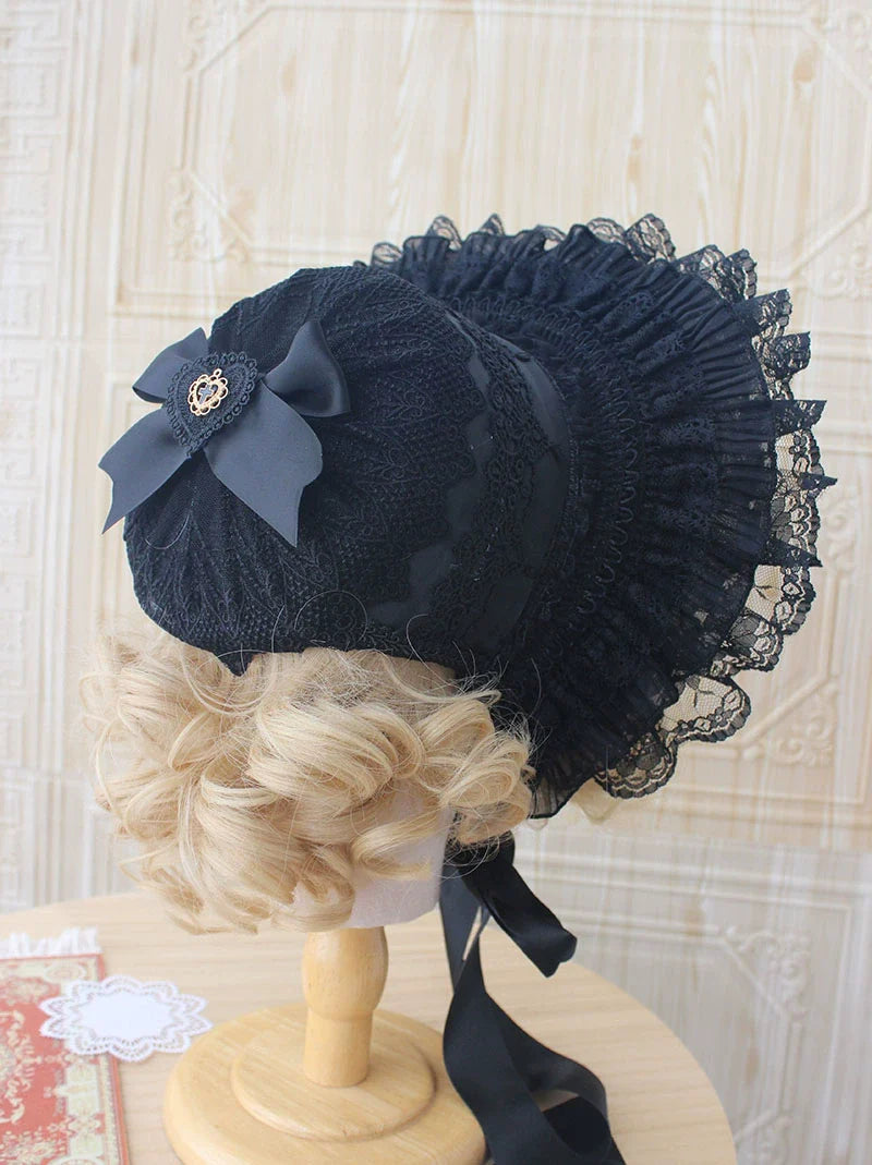Deer Girl - Gothic Lolita Handmade Bonnet with Bows and Beads