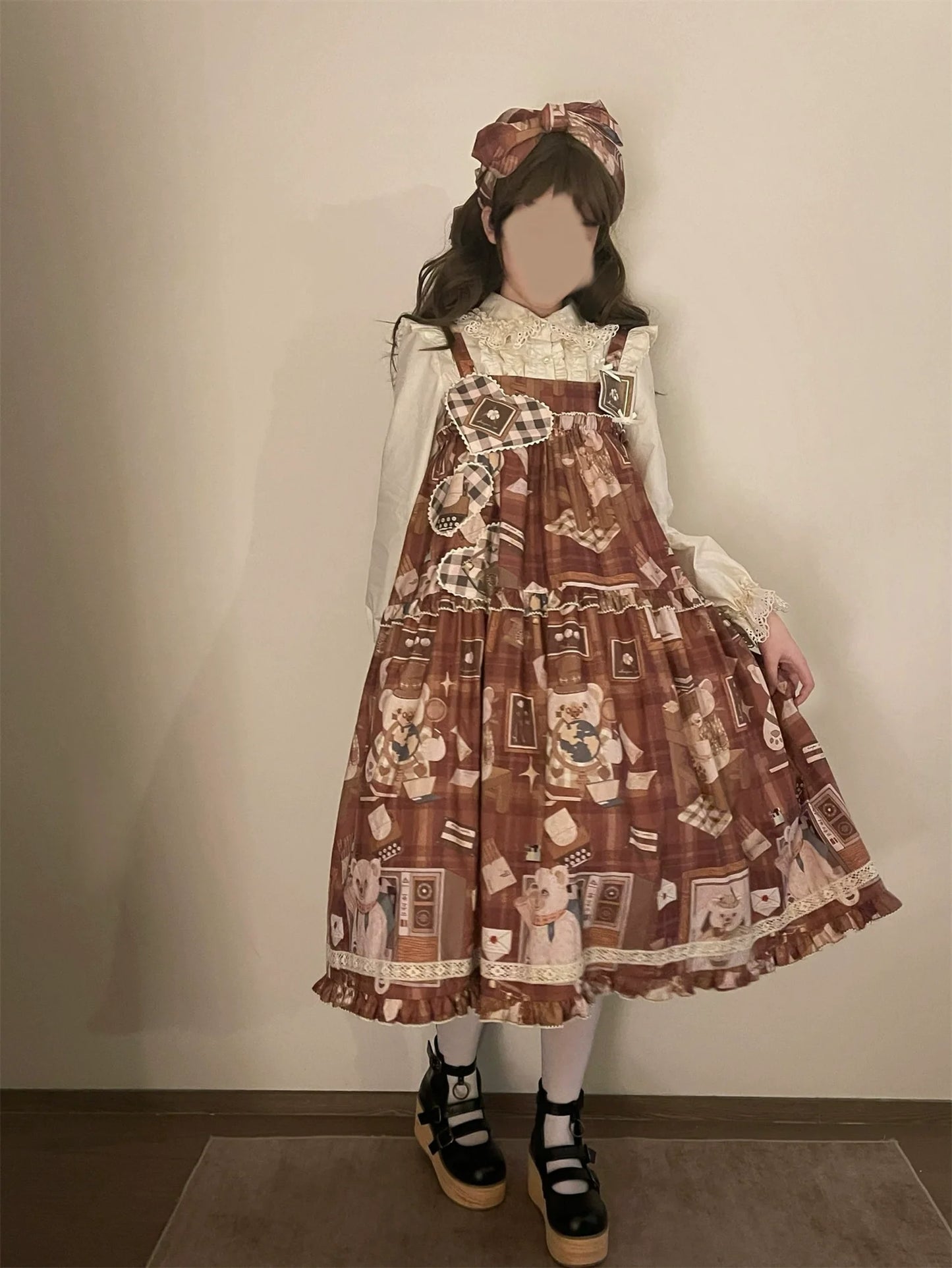 Babyblue - Gretel Bear - Vintage Lolita Dress Teddy Bear Prints Dress