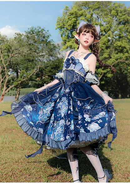 YingLuoFu - Original Elegant Lolita Blue Lolita JSK