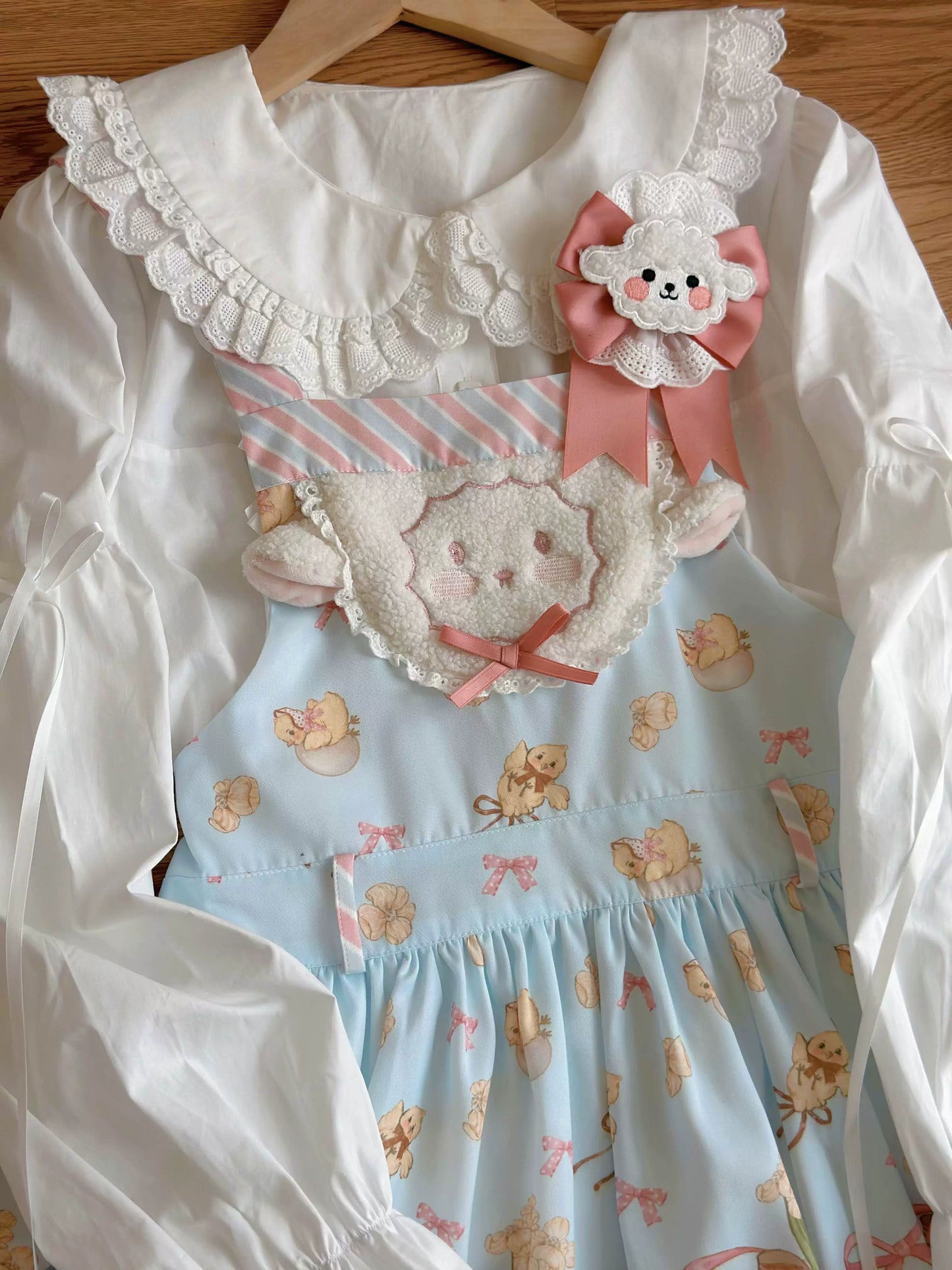 MeowMeow - Dance of the Lambs - Kawaii Lolita Salopette Dress With Cute Animal Prints