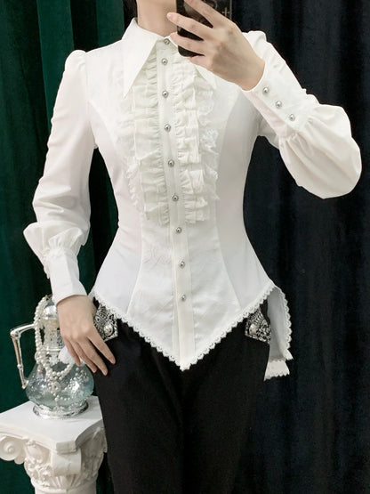 Little Dipper - Cold Rice - Ouji Lolita Shirt With Spiderweb Pattern in Several Versions
