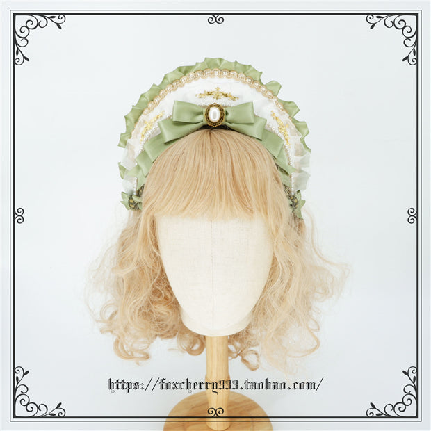 Fox Cherry - Elegant Grass Green Lolita Bow Headdress