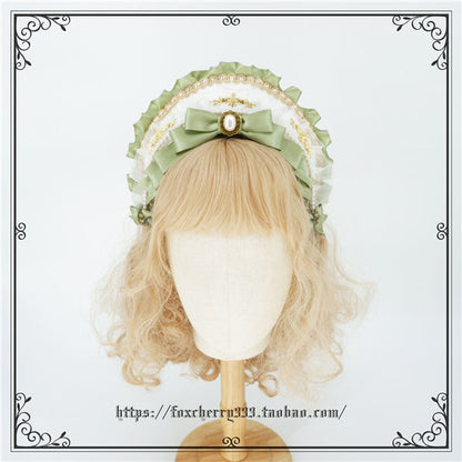 Fox Cherry - Elegant Grass Green Lolita Bow Headdress