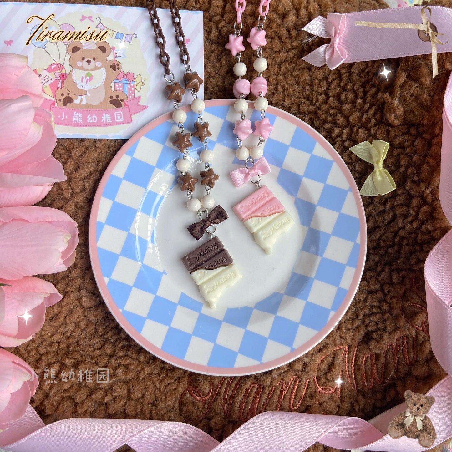 Bear Doll - Sweet Cookie Charm Set - Kawaii Lolita Necklace and Hairclip