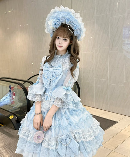Mengfuzi - Dream Paradise - Chiffon Sweet Lolita Blouse With Half Princess Sleeves