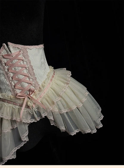 Alice Girl - Cross - Gothic Princess Lolita Corset with Multiple Layers Hem