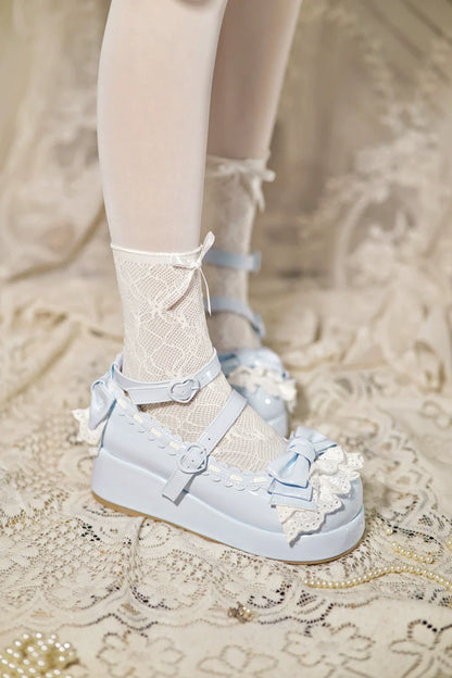 Jiujiu Lolita - Milky Puff - Sweet Lolita Heels Shoes, Round Toe With Petite Wedge