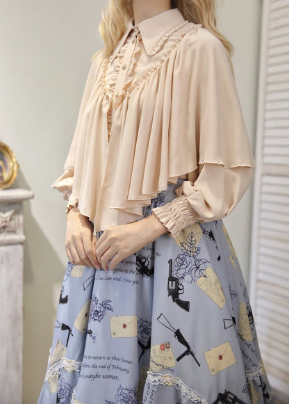 VTGDOLL - World War II love letter - Elegant Lolita Shirt and Lolita Painted SK