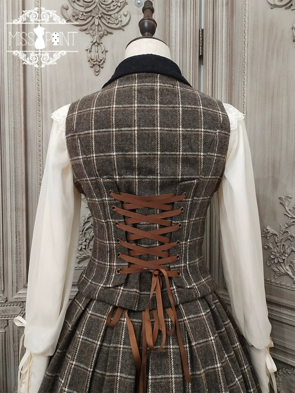 Miss Point - Rose - Elegant Lolita Pliad Print Vest Customized