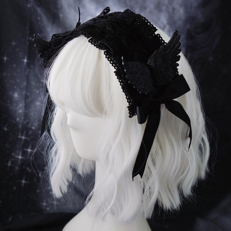 Strange Sugar - Black Wings Halloween Goth Lolita Hairband