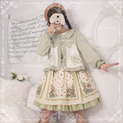 MIST - Beating Heart - Sweet Lolita Thick Sweater Coat Puff Sleeve