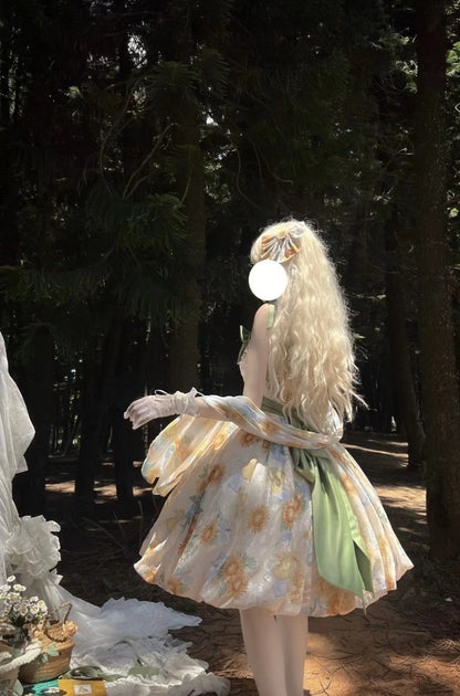 Akiyama Future Studio - Sunflower Print Lolita JSK Dress in Breathable Light Fabric