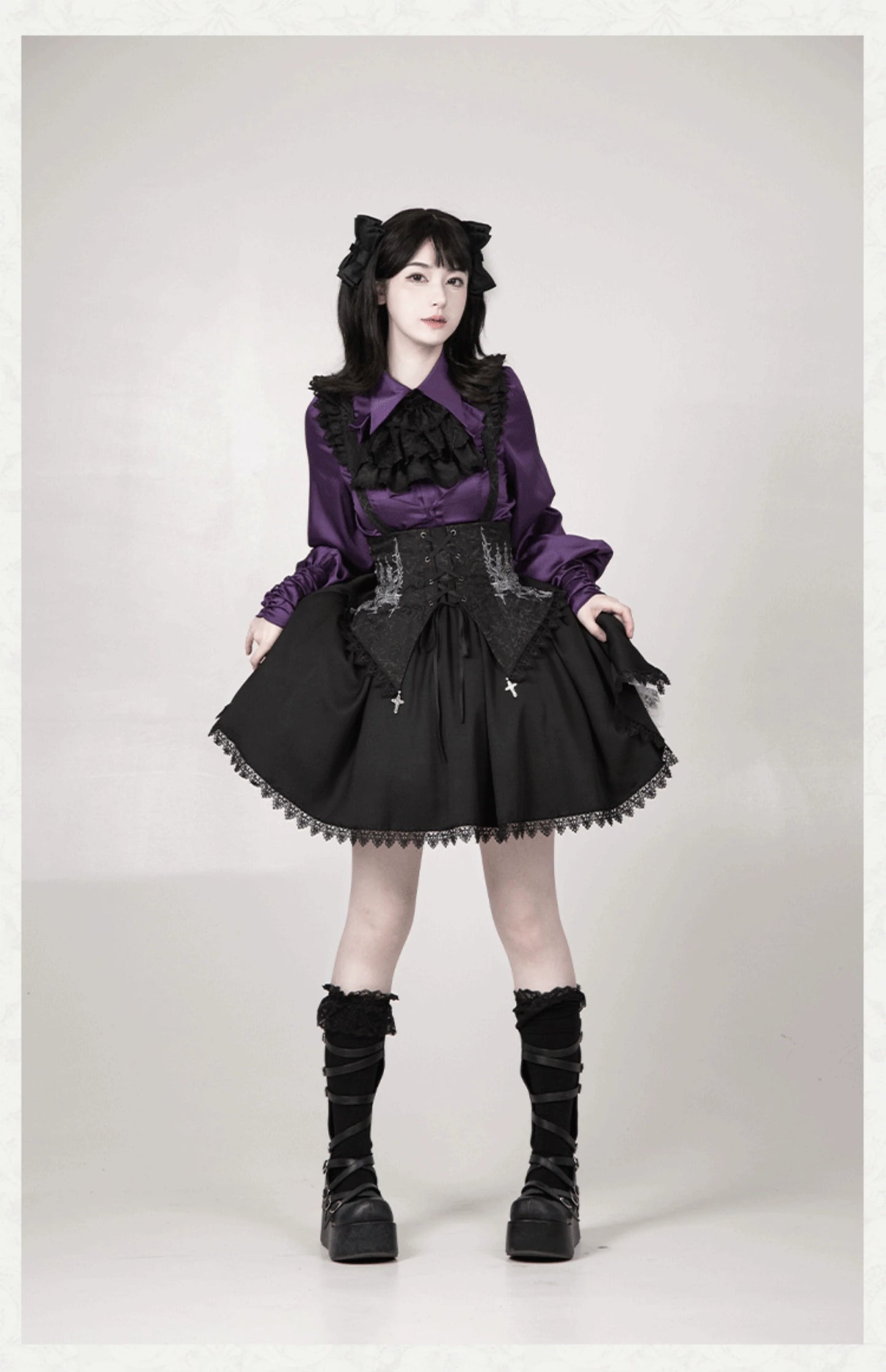 With PUJI - Thorny Night - Gothic Lolita Bust-supporting Skirt With Removable&Adjustable Strap