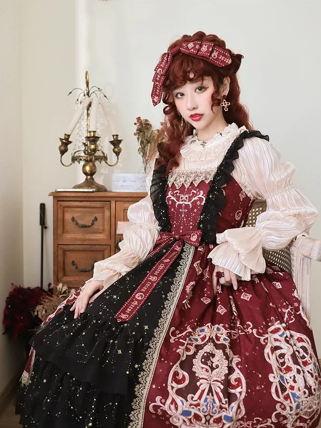 Cheese Cocoa - Star Drop Ceremony - Elegant Lolita JSK Printing Open Front Dress and Blouse Set
