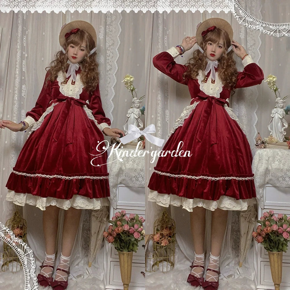 Miss Point - Customized Lolita Dress Vintage Elegant Velvet OP Dress
