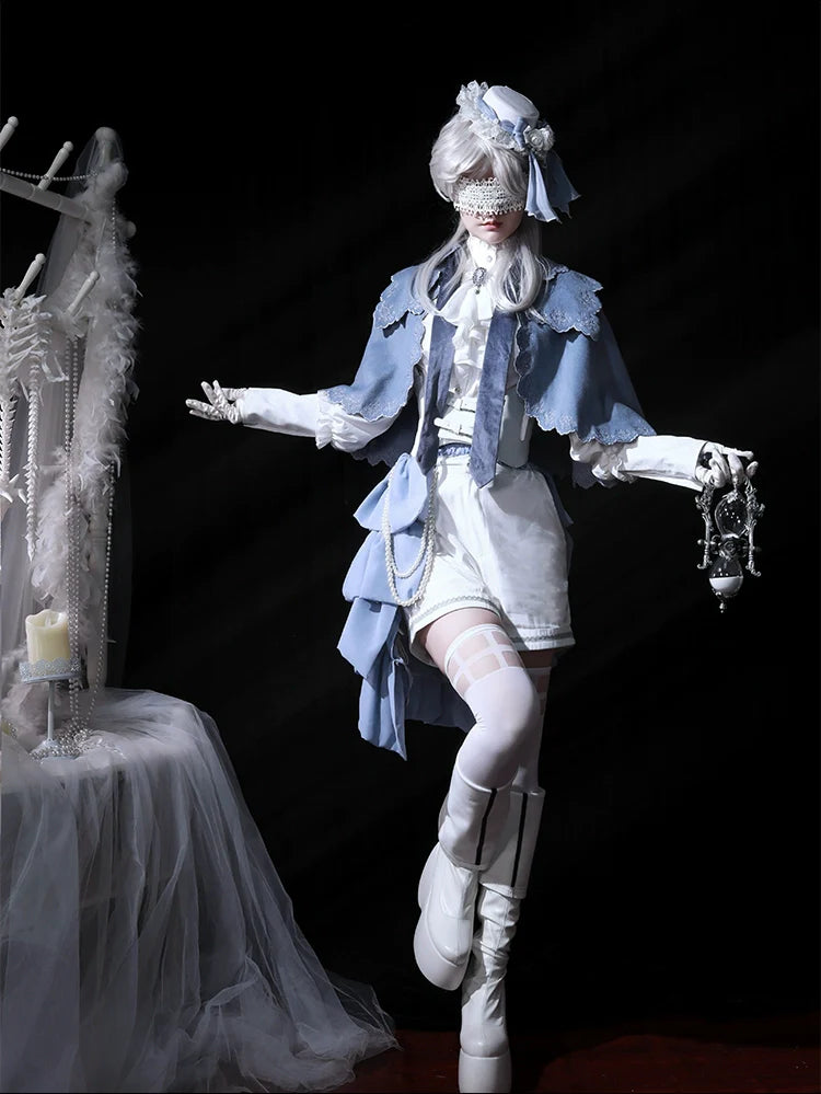 Forest Fluorescent Carps - Crumbling Skeleton - Ouji Lolita Fishbone Embroideried Vest, Prince Pants Suits