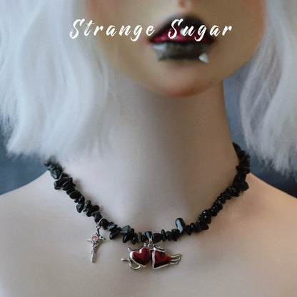 Strange Sugar - Handmade Gothic Lolita Choker, Multiple Pendant