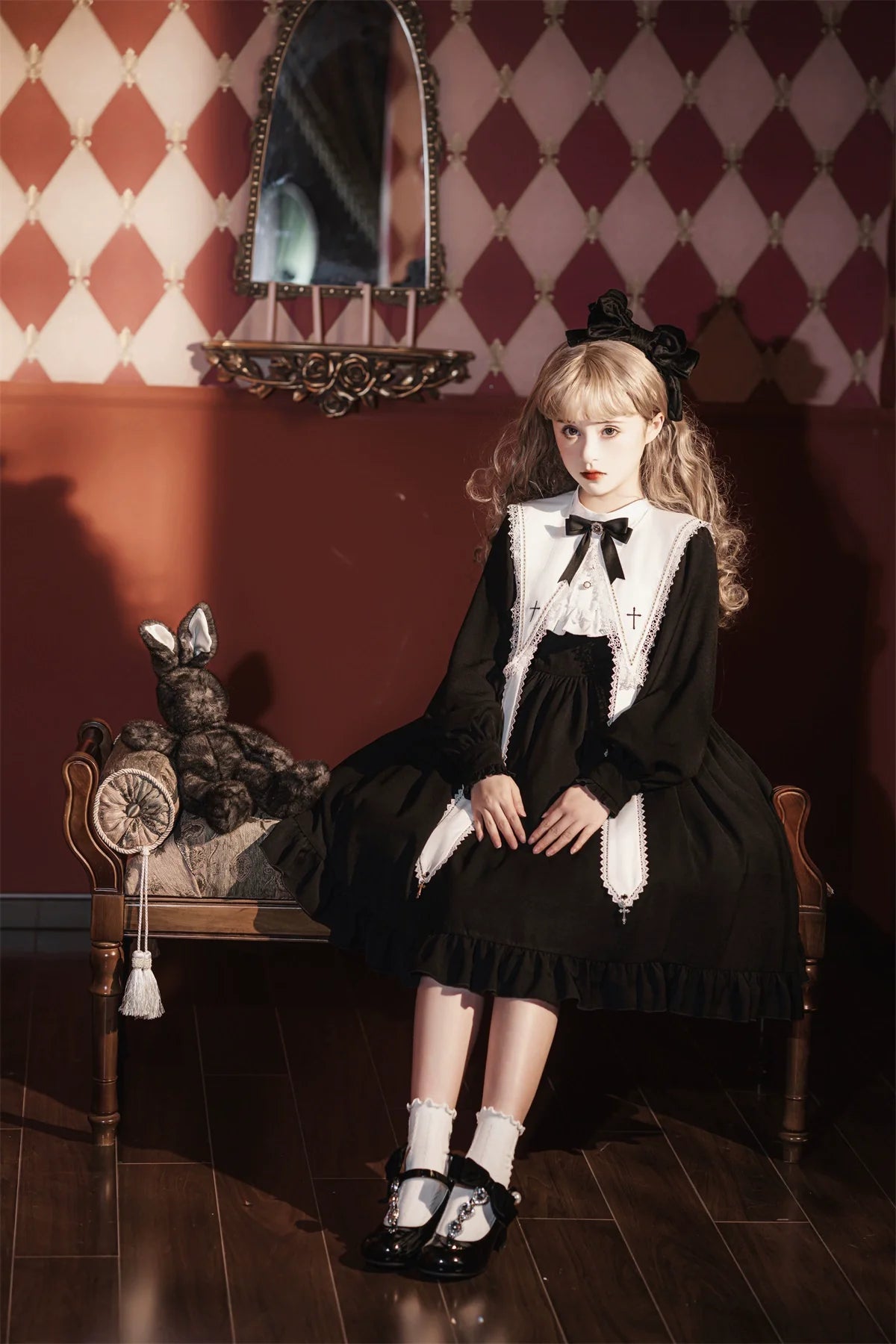 Sweet Date - Gothic Lolita Dress Black Nun OP for Halloween