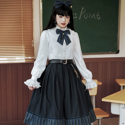 Miss Point - Stripped Lolita Headband Veil Hat Clip Necklace