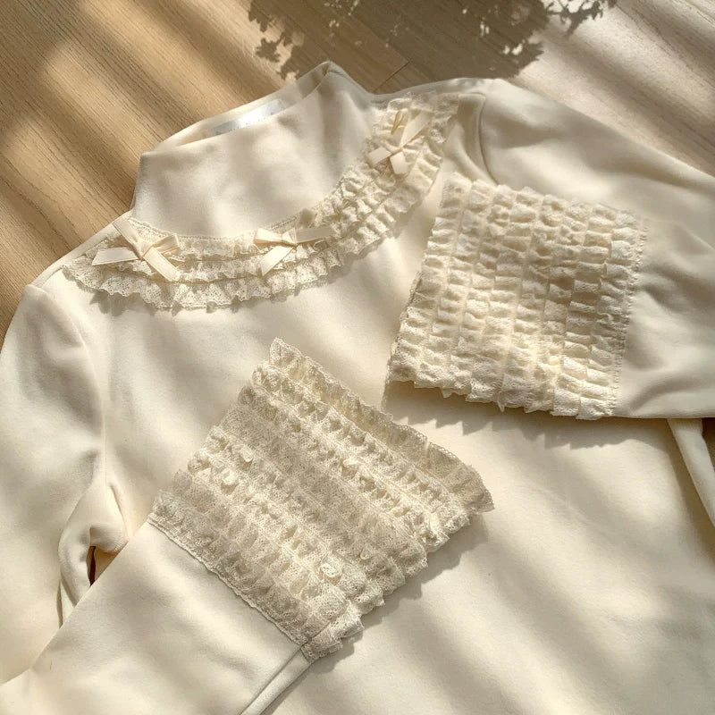 With PUJI - Snowfall - Winter Lolita Sweater Long Sleeve Knitted Innerwear