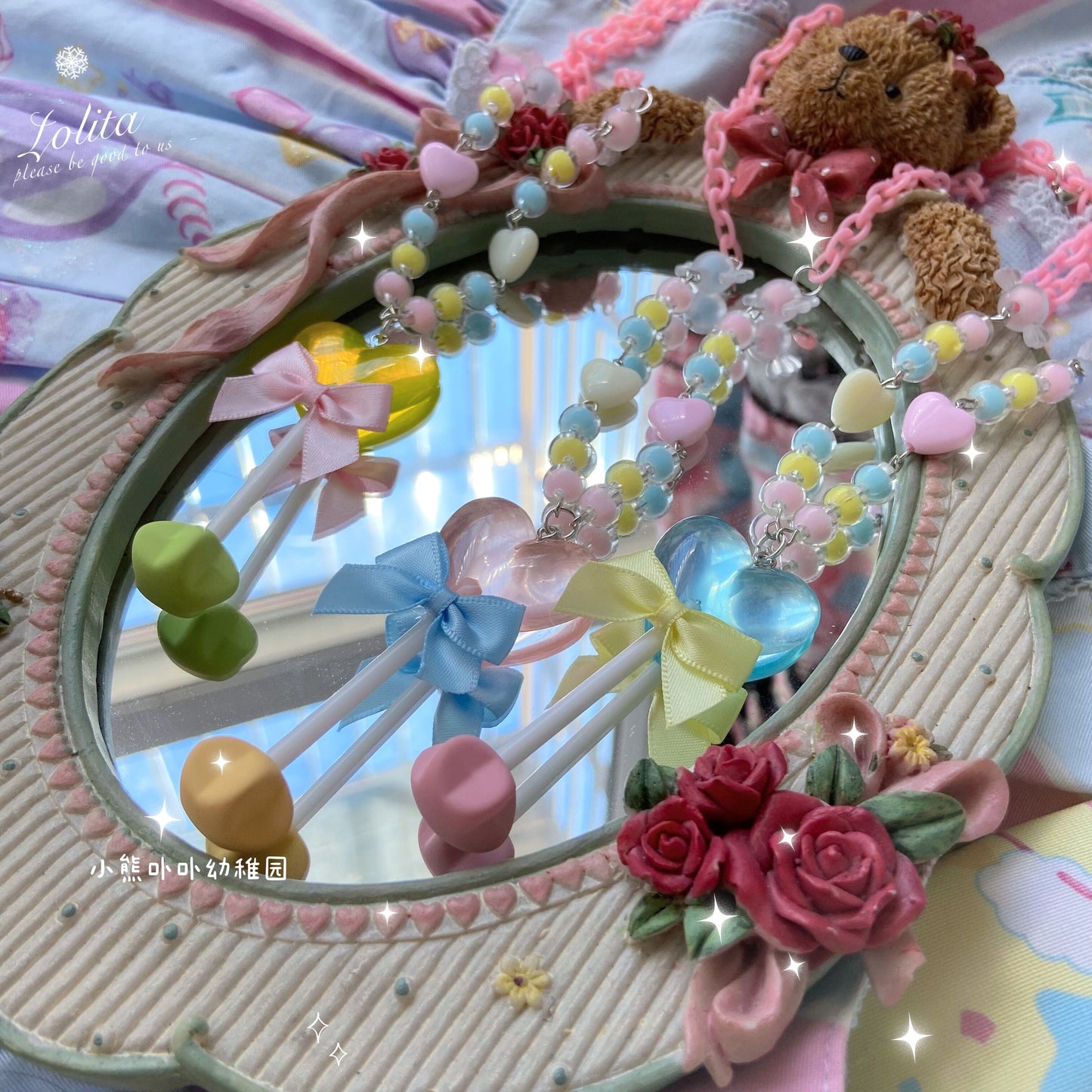 Bear Doll - Sweet Lolita  Bow Heart-Shaped Sweater Chain