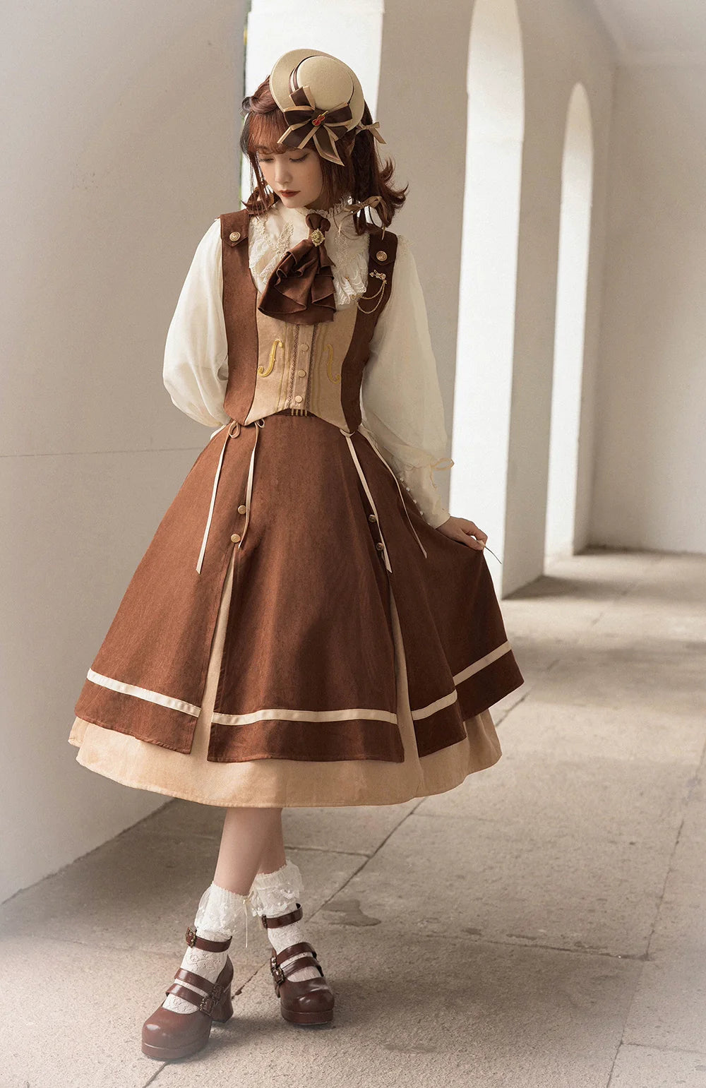 Miss Point - Golden Movement - Elegant Lolita Fishbone Skirt Customized