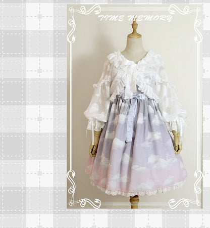 Time Memory - Xianbei - Sweet Lolita Chiffon Lantern Sleeve Cardigan with Bow