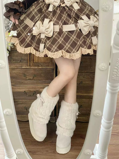 Pure Tea For Dream - Winter Love Song - Winter Lolita Mid-Calf Boots Plush Snow Boots Thick Sole