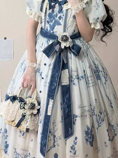 NanShengGe - Mulberry Poem - Country Lolita Printed Dress with Cardigan Set