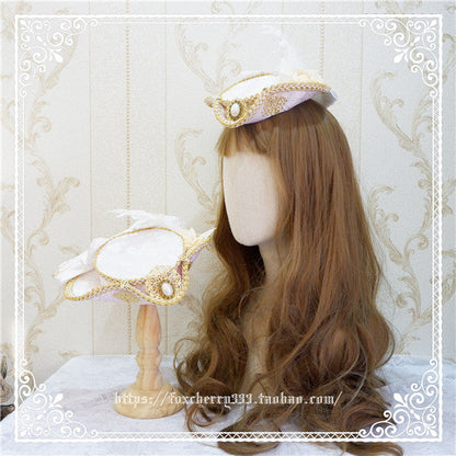 Fox Cherry-Lolita  Palace Retro Gorgeous Feather Top Hat