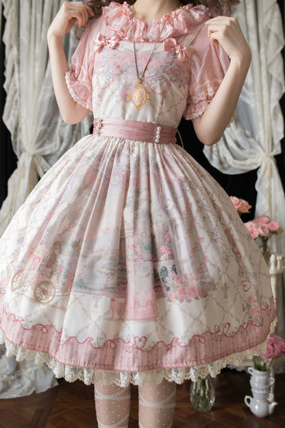 Moon River - Swan Lake Mirror - Pink Sweet Lolita Print JSK Dress
