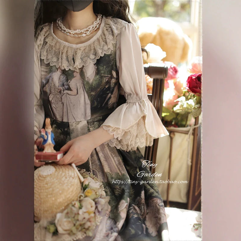 Tiny Garden - Summer Breeze 2.0 - Vintage Lolita Shirt Round Ruffled Collar/Princess Sleeves