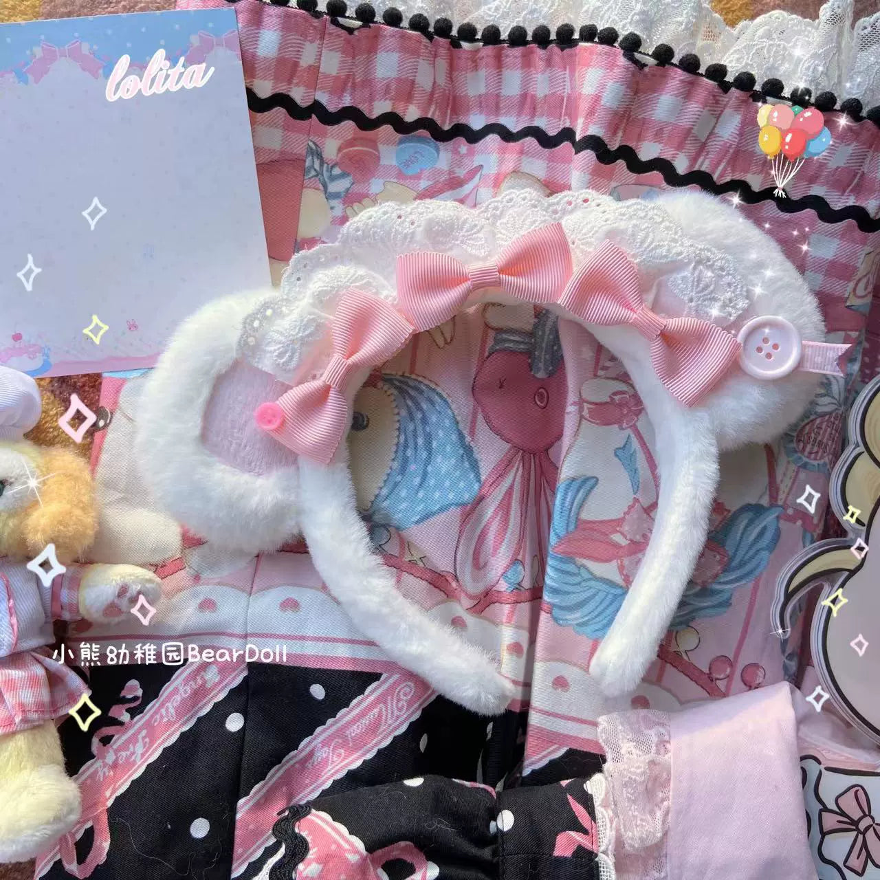 Bear Doll - Kawaii Lolita KC Sweet Butterfly Bow Lolita Headband