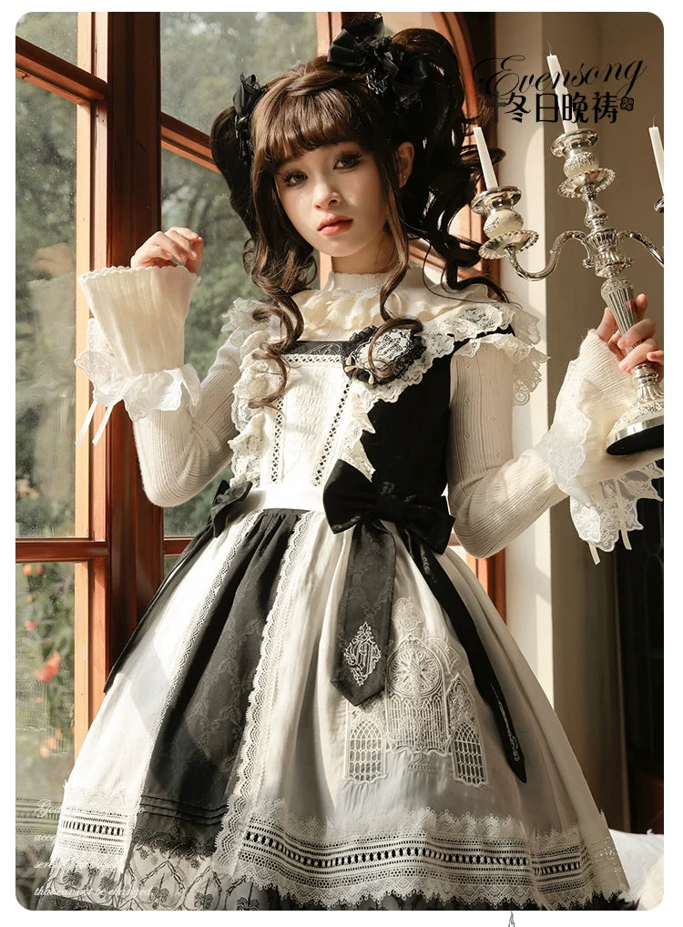 Mademoiselle Pearl - Winter Evening Prayer - Gothic Lolita Jumper Dress Embroidered Candlestick OP Dress