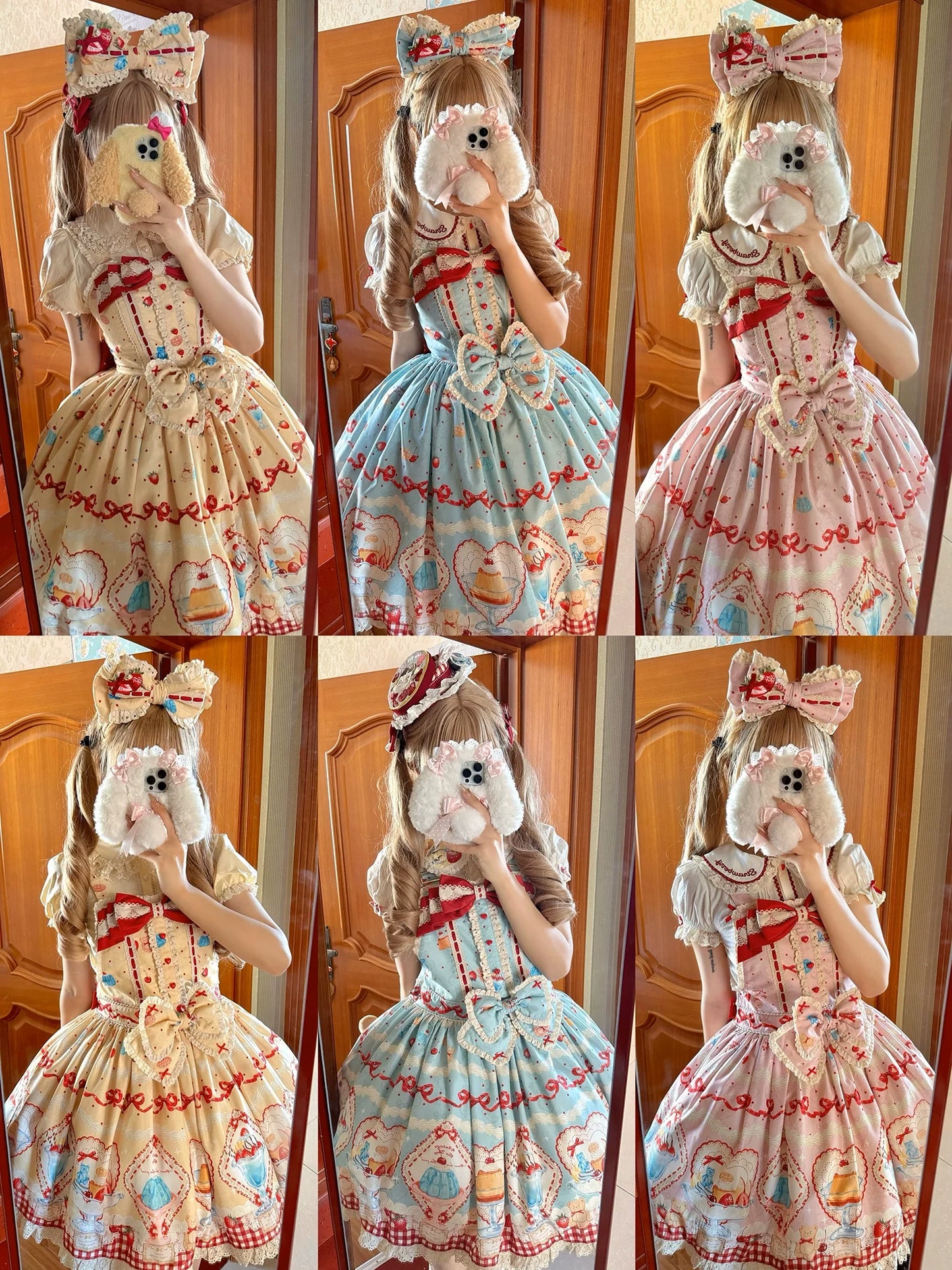 DreamWhale - Showa Dessert Showcase - Kawaii Lolita Dress Suit Pudding-Inspired JSK/Salopette