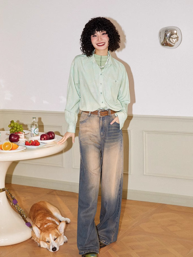 Butterfly print loose long sleeve shirt【s0000006553】