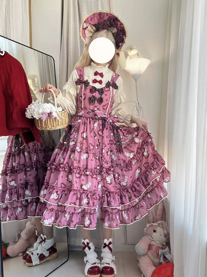 Miss Point - Forest Berry Bunny - Sweet Lolita JSK Elegant Bunny Print Dress
