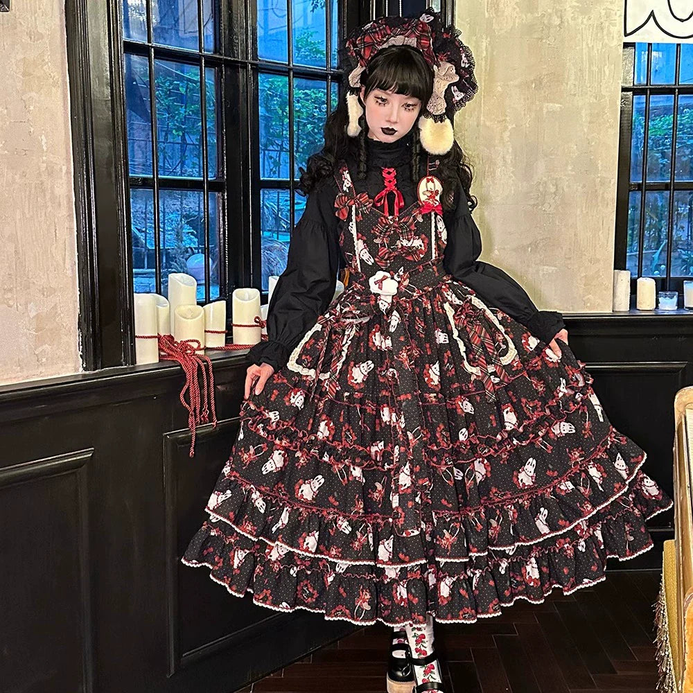 Miss Point - Forest Berry Bunny - Sweet Lolita JSK Elegant Bunny Print Dress