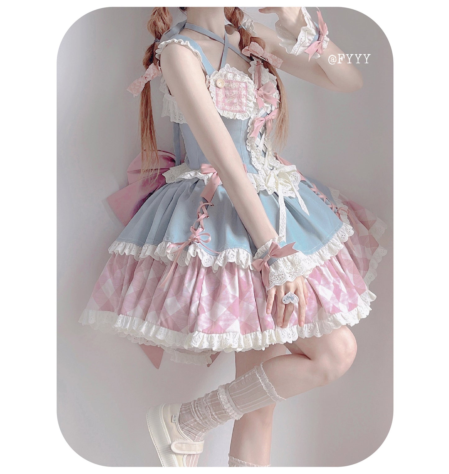 Kuma - Sweet Cowboy - Sweet Lolita Pastel Colors Denim Skirt Set
